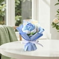 thumbnail image 6 of Crochet Roses Crochet Flowers Handmade Crochet Flowers Crochet Flower Bouquet Knitted Flowers Knitted Floral Bouquet Valentine's Day Gifts Mother's Day Gifts Blue 6.7 Inch (1Pcs), 6 of 6