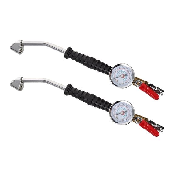 Mobutofu 2Pcs Tire Inflator Adapter with Leakproof Nozzle and Air Pressure Gauge