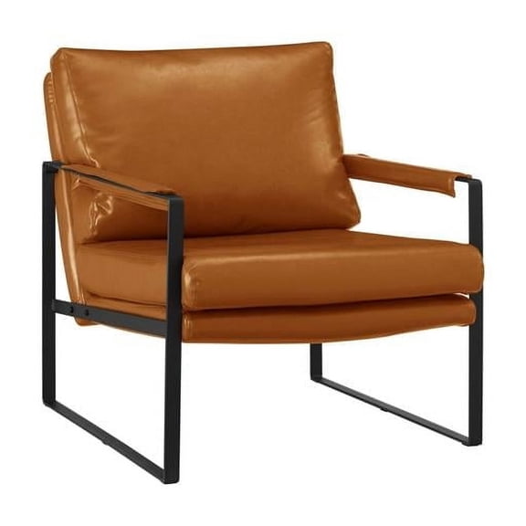 HomeRoots 526385 29.13 x 27.09 x 34.69 in. Brown Faux Leather & Black Arm Chair