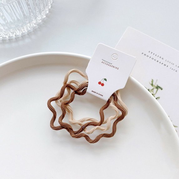 4PCS/SET Fashion High Elastic Wavy Hair Rope Rubber Band Hair Holder Accessories