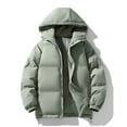 thumbnail image 2 of XPMWRP Women's Solid Color Oversized Hooded Puffer Jacket Lightweight Coats Long Sleeve Zip Up Puffy Coat Winter Casual Outwear Streetwear Green XXXXL, 2 of 3