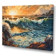 thumbnail image 2 of Designart "Bright Sun Majestic Waves I" Modern Landscape Beach Canvas Wall Art, 2 of 5