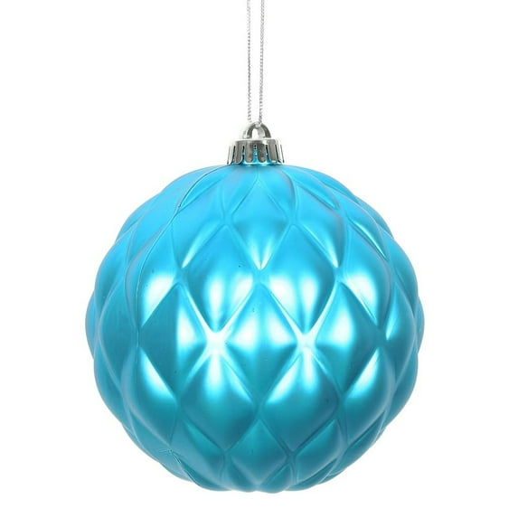 Vickerman 472729 - 4" Turquoise Matte Round Pine Cone Christmas Tree Ornament (6 pack) (N173212D)