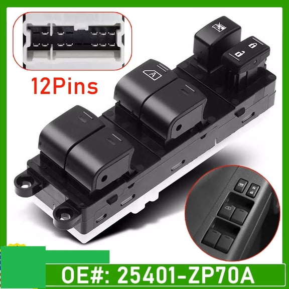 Window Switch For 07-19 Nissan Frontier Front Left Crew Cab Pickup Power Black