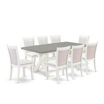 East West Furniture X-Style 9-Piece Wood Dining Set in Cement/White/Cream