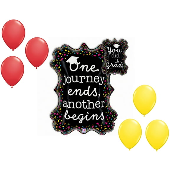 LOONBALLOON Graduation Grad Theme Balloon Set, 34 Inch Grad Neon Frame Balloon and 6x Latex Balloons