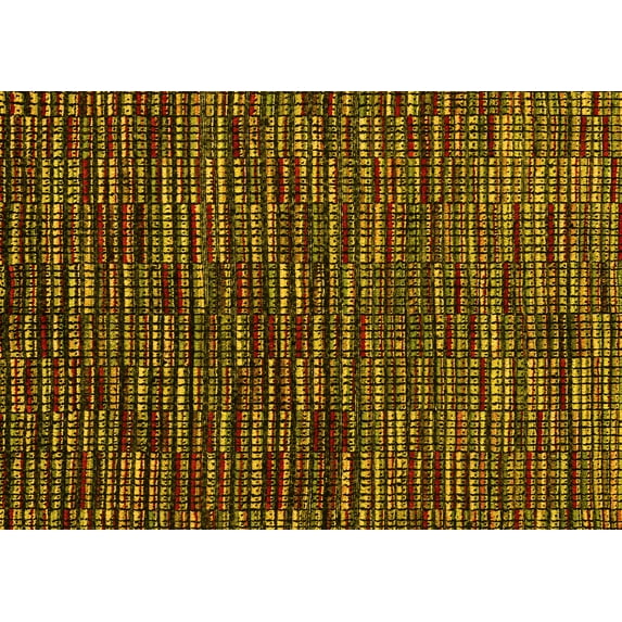 Ahgly Company Machine Washable Indoor Rectangle Abstract Yellow Modern Area Rugs, 5' x 7'