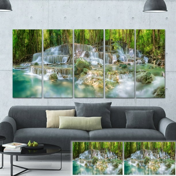 Design Art Designart Level 6 Of Huaimaekamin Waterfall Landscape Canvas Print Green Walmart Com Walmart Com