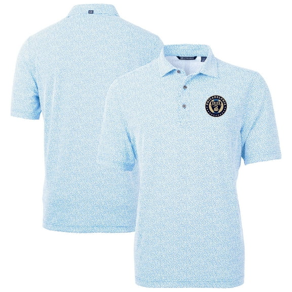 Men's-Cutter & Buck  Powder Blue Philadelphia Union Virtue Eco Pique Botanical Print Recycled Polo