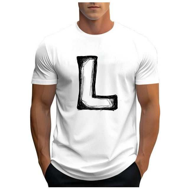 Taqqpue t-Shirts Graphiques pour Hommes Décontractés à Imprimé Lettre Col Rond Manches Courtes Chemises Amples en Coton T-Shirt Col Été