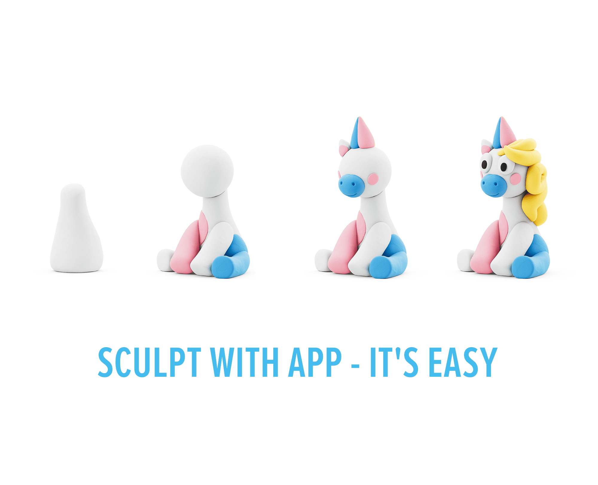 Hey Clay Rainbow Unicorns, Air Dry Clay Kit with Interactive App for Kids & Tweens