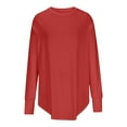 thumbnail image 6 of BXINGOHAI Women's Thumb Hole T-Shirt Loose Fit Tops Long Sleeve Crewneck Blouse Basic Solid Shirts Casual Fashion Tunic Tees Under 10 Red,XXL, 6 of 6