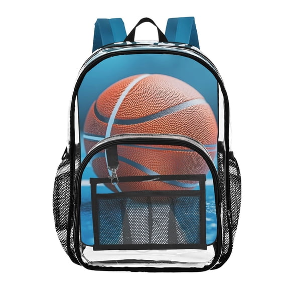 ALAZA Clear Backpack Basketball Blue PVC Transparent BookBag