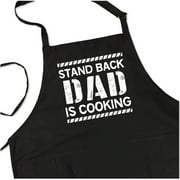 ApronMen, BBQ Chef Apron - Stand Back: Dad Is Cooking - Funny Aprons For Men (Black)