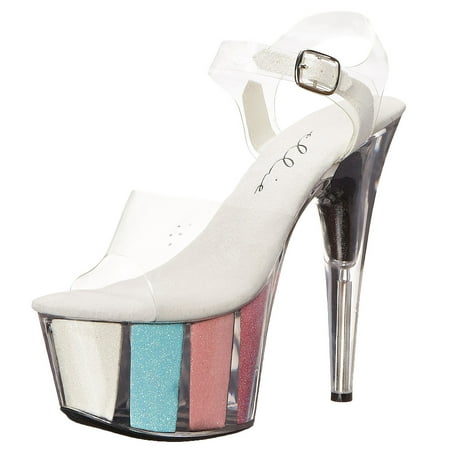 7 Inch Women's Sexy Shoes High Heel Stiletto Sandals High Platform Glitter