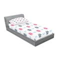 thumbnail image 2 of Ambesonne Nautical Fitted Sheet & Pillow Sham Set, Ship Helm Waves Retro, Twinxl, Red Blue, 2 of 2