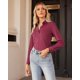 thumbnail image 4 of Camisa con botones Siliteelon para mujer, manga larga, color burdeos, 4 of 9