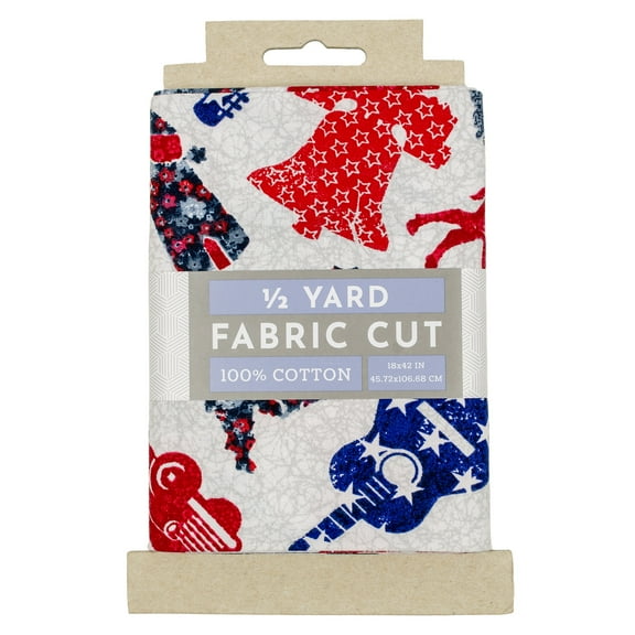 Fabric Editions 18" x 42" Cotton Americana Half Yard Precut Sewing & Craft Fabric, White 1 Piece