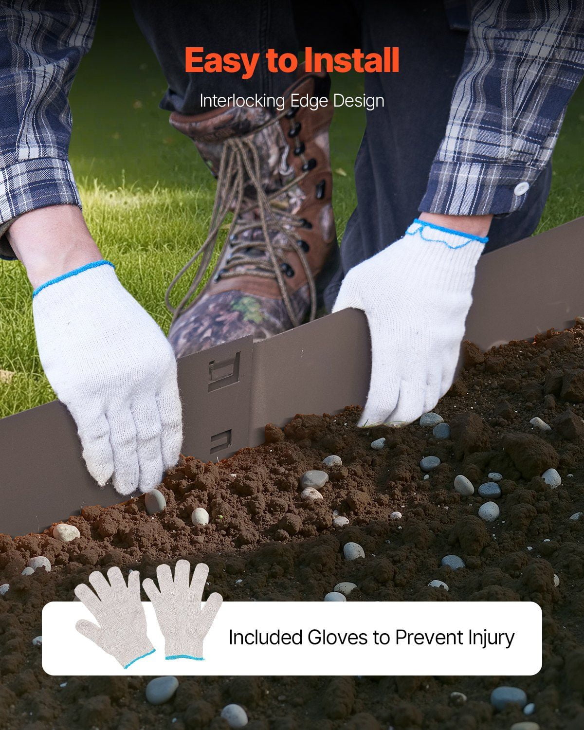 Steel Landscape Edging,5 Packs 39x5 in Rust-Resistant Metal Landscape Edging,Bendable Garden Edging Border,Heavy Duty Lawn Edging,Easy-to-Install,Flower Bed Yard Pathway Divider Brown