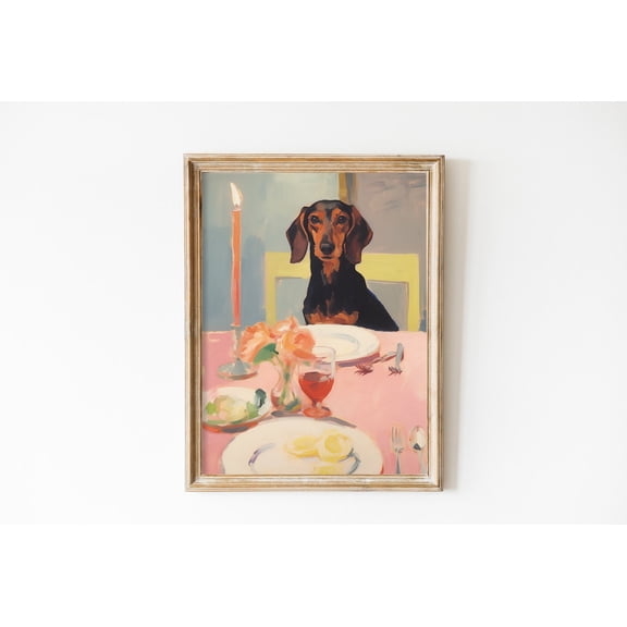 Dachshund Valentines Day Girly Wiener Dog Wall Decor, Unframed Paper Poster 8x10in