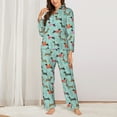 thumbnail image 2 of KLL Christmas Dachshund Print Women's Long Sleeve Pajamas with Pants Sleepwear Loungewear 2 Set-, 2 of 7