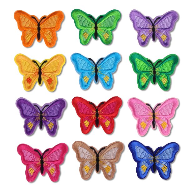 Paquete de 2 12 Parches de Mariposas Parche de Mezcla Aleatoria Multicolor Hecho a Mano Surtido para Planchar o Coser Bordado Planchado Bricolaje para Ropa Jeans Bolsa Sombrero Zapatos brillar Electrónica