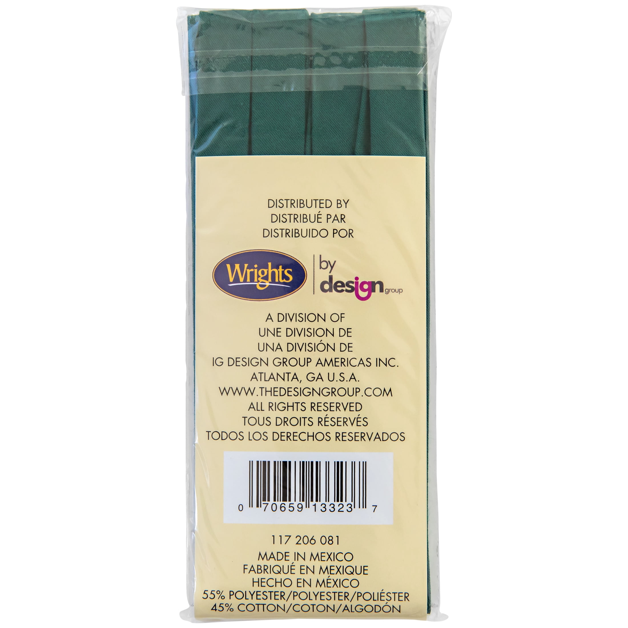 (2 pack) Wrights Bias Tape X Wide Dbl Fold 3yd Jungle Green