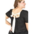 thumbnail image 4 of Blusa de lino con moño en espalda Roman Fashion /Tallas Extras, 5109 (Negro) negro 42, 4 of 6
