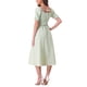 thumbnail image 3 of Vestido Midi para Mujer INSPIRE CHIC con Mangas Cortas Abullonadas, Estampado de Cuadros Gingham, Color Verde Claro, Talla XS, 3 of 6