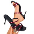 thumbnail image 6 of GERsome Strappy Kitten Heels Sandals for Women Square Open Toe Slip-On Mules Wedding Party Prom Dress Pumps Wine Size 9.5, 6 of 9
