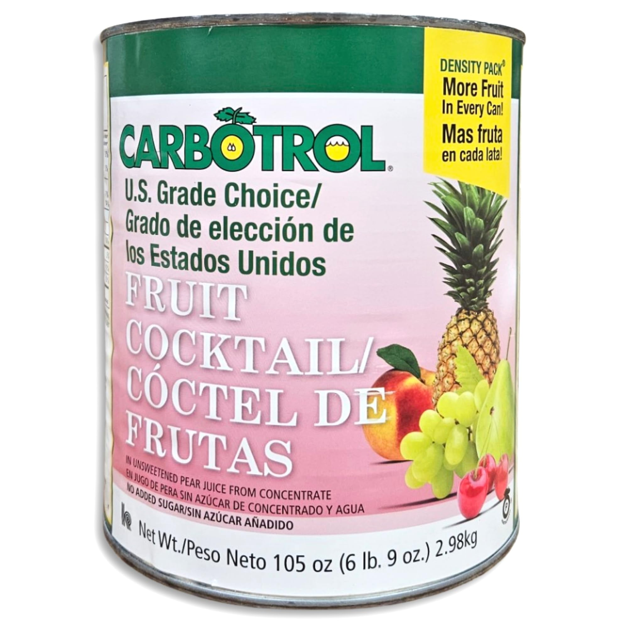 Carbotrol | U.S. Grade Choice Fruit Cocktail in Pear Juice Value Pack | 105 Ounce Density Pack Can | Case of 6