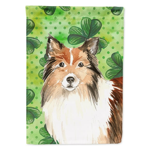 Carolines Treasures CK1790CHF Shamrocks Sheltie Flag Canvas House Size  Large multicolor