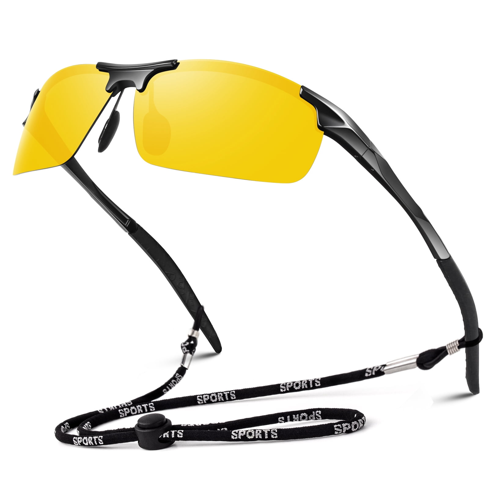 LINVO Night Driving Glasses for Men Women Anti Glare Night Vision Polarized Al-Mg Metal Frame UV Protection