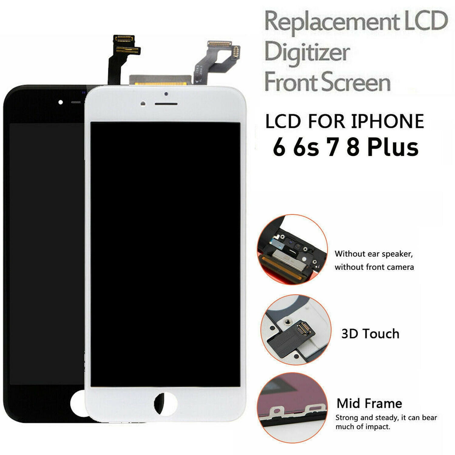 Suyo puente Énfasis For iPhone 6 Plus (5.5 Inch) (A1522, A1524, A1593)Screen Replacement LCD  Digitizer Assembly Touchscreen Front Glass White with Free Tools -  Walmart.com