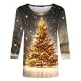 thumbnail image 4 of Womens Fall Sweatshirts Fashion 3/4 Sleeve Christmas Themed Petite Tops for Women,Gold,XL, 4 of 5
