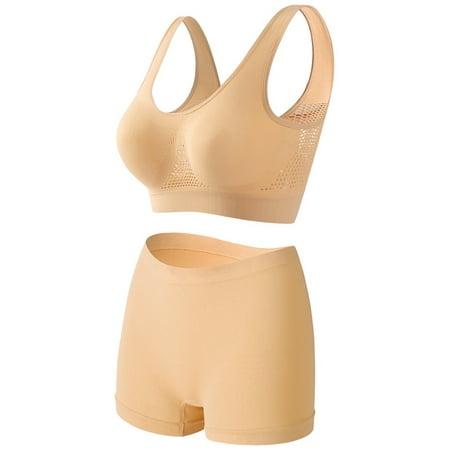 PPCHVOY Women s Sports Bra&Anti-See Through Safe Pants Set Comfort Women s Activewear Wire free Shockproof&Seamless Sports Bra Pants Set for Women