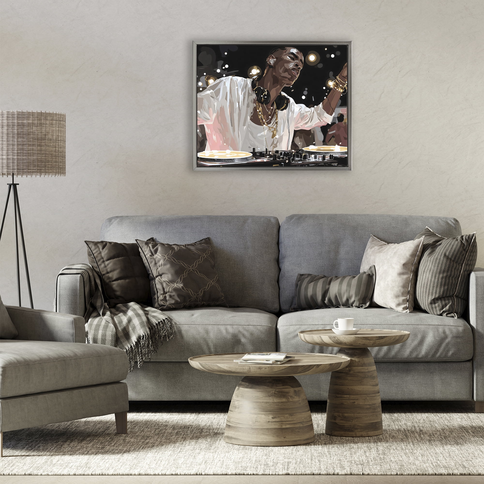 Stupell Industries Music In His Soul Gray Framed Floater Canvas Wall Art, design by Franklyn Gregory