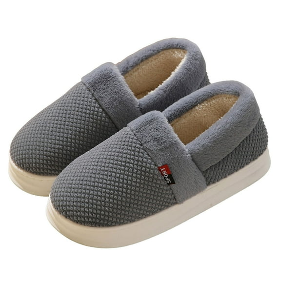 Mepaouo Womens Mens House Shoes Fleece Non Slip Home Slipper Closed Back Outdoor Shoes(Grey,9.5)