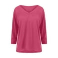 thumbnail image 4 of Atogsazn Women's Oversized Sweatshirt Casual V Neck Long Sleeve Sweatshirt Loose Pullover Tops Blouses Fashion Clothing B-Pink L, 4 of 9