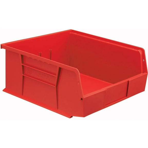 Plastic Stacking Bin 11 x 10-7/8 x 5, Red, Lot of 6
