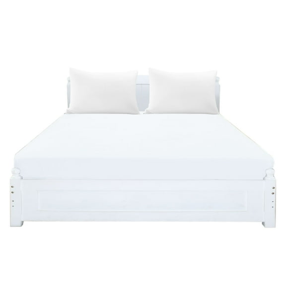 Unique Bargains Zippered Pillowcases with Fitted Sheet 2-Pack (20x26 Inch, Snow White)