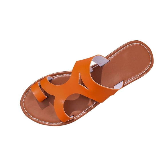 Kinrui Women's Leather Sandals Women's Fashion Casual Toe Spring And Summer New Versatile Flat Sandals