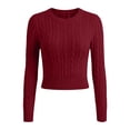 thumbnail image 3 of cocolona Crop Sweater for Women Crew Neck Long Sleeve Pullover Knit Tops, 3 of 7