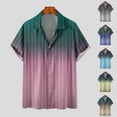 thumbnail image 3 of Men's Shirt for Beach Turn Down Collared Resort Shirts Casual Regular Fit Button Down Loose Short Sleeve Shirts Summer Fashion Clothes for Male Gradient Color Blue M, 3 of 6