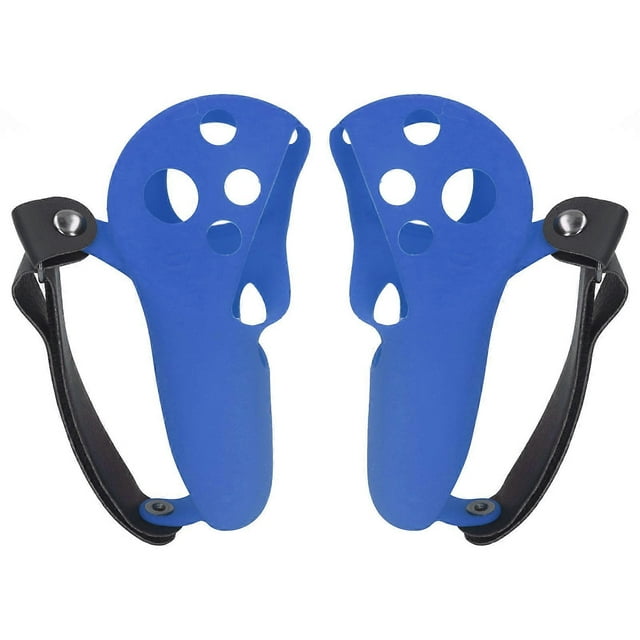 2pcs Touch Controller Grip Cover Silicone Grip Cover Protector with Knuckle Straps for Meta Quest Pro Blue