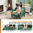thumbnail image 5 of Ktaxon Modern Accent Chair, Linen Single Sofa with Wood Legs, Reading Armchair for Living Room, Bedroom, Office Green, 5 of 10