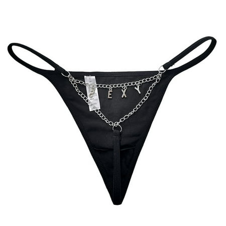 

QWERTYU G String Thongs for Women Low Rise Panties Chain Sexy Underwear C One Size