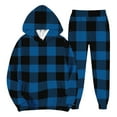 thumbnail image 3 of Hearthz Mens Track Suits 2 Piece Set Plaid Fleece Hoodie Baggy Jogger Sweatpants Set Winter Men Sweatsuit, 3 of 6