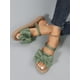 thumbnail image 2 of Women Ribbed Knit Bow Espadrille Open Toe Slide Sandals, Vacation Outdoor Polyester Flat Sandals, 2 of 5