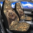 thumbnail image 3 of Jeiento Car Front Seat Covers Car Seat Covers Front Seats Only Stretch Polyester Fabric Cover Interior Automotive Accessory Fit for Most Cars Gifts for Women Men, Camo Hunting Bear Design, 3 of 7
